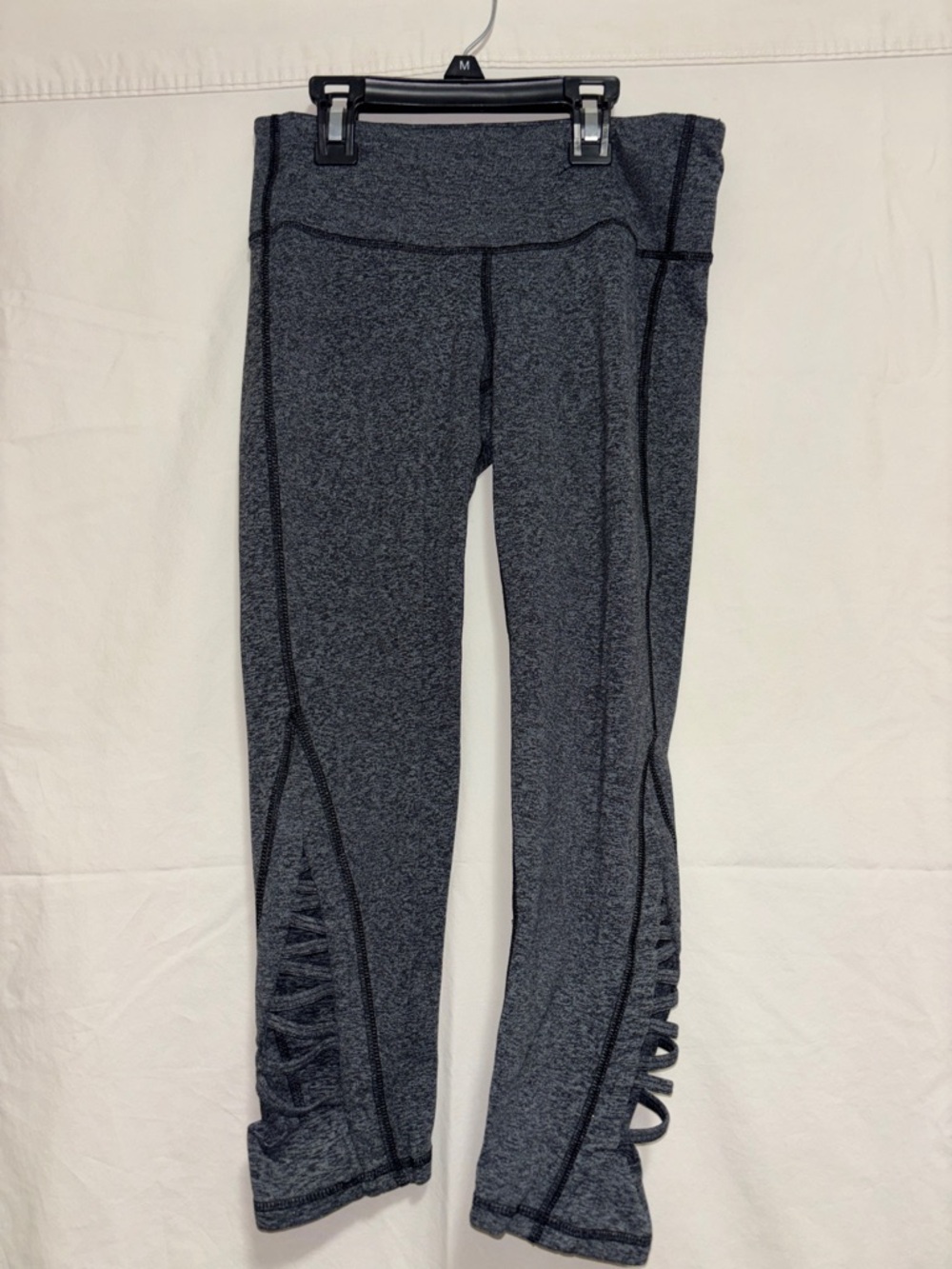 Womens Athleta Gray Cropped Leggings with Side Strappy Detail Small